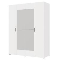 Шкаф 4ств 1800 Бостон с зеркалом 450, цвет Белый (2 ящика+полки+штанга)