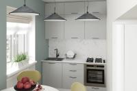 Кухонный гарнитур прямой Шелли макси 180 см цвет Белый/Шиншила серая ширина 180 см ЛДСП с тумбой под мойку со столешницей с полками с выдвижными ящиками