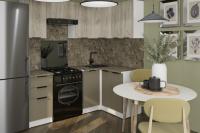 GER Кухонный гарнитур Альба оптима 5, Цвет Дуб Браун/Мокко, ширина 120*200 см, с навесными шкафами, с выдвижными ящиками, с тумбой под мойку