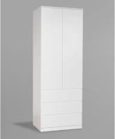 Шкаф распашной Варма СТОР, 80х57х222 см, белый, ширина 80 см с полками и штангой, с выдвижными ящиками, напольный, двухстворчатый
