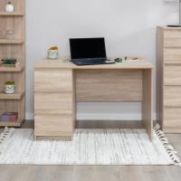 Стол письменный КАСТОР, 116х65х75 см, Сонома, ширина 116 см, тумба 3 ящика для школьника или студента, учебный для ноутбука