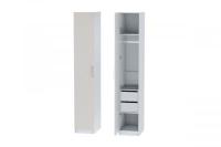 Шкаф 3 с фасадом Иннэс 7 ширина 40 см, Тирамису матовый и Белый ЛДСП, шкаф распашной, для одежды, в спальню, в гостиную