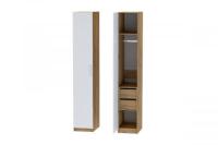 Шкаф 3 с фасадом Иннэс 7 ширина 40 см, Дуб Крафт золотой и Белый ЛДСП, шкаф распашной, для одежды, в спальню, в гостиную