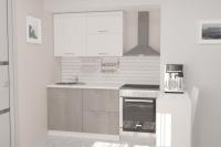 Кухонный гарнитур Терция лайт" 1200, цвет Белый глянец/Бетон светлый, модульная, со столешницей, прямой, с ящиками, с полками