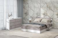 Модульная спальня "Соната". Набор 6, цвет Белый текстурный, Кашемир, кровать 140см,комод с ящиками