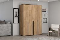 Шкаф распашной "Норден", ширина 160 см, Цвет Дуб Крафт Золотой, четырехдверный, с полками