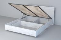 Кровать арт. 031 М1 ЭГО для дома Белый глянец и Бетон светлый, ширина 140 см, подъёмный механизм, двуспальная кровать, мебель для спальни