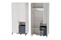 Шкаф ШК-1 Лион Графит и Ясень Анкор светлый, ширина 104 см, шкаф с полками, в гостиную, в спальню