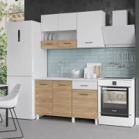 Кухня Trend 1300 Белый / Дуб золотой, ширина 130 см, для дома, с полками и выдвижными ящиками