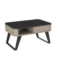 Журнальный столик 76.10 Фиделия Серый камень/мрамор черный, ширина 90 см, прямоугольный в гостиную на ножках, для книг, для ноутбука