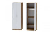 Шкаф 1 с фасадом Иннэс 7 Белый глянец и Дуб Крафт золотой, ширина 80 см, распашной шкаф для одежды, в спальню, в прихожую