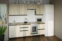 Кухонный гарнитур Равенна компакт 2200, Цвет Дуб браун, ширина 220 см, с навесными шкафами, с выдвижными ящиками, с тумбой под мойку