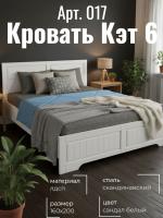 Кровать арт. 017 Кэт 6 Сандал белый и Бодега белая, ширина 160 см, с ортопедическим основанием, двуспальная кровать, мебель в спальню