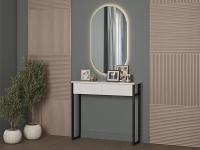 Консоль Ст062.0 цвет Белый Бриллиант/МЕТАЛЛ Черный Муар ширина 121 см ЛДСП и металл с ящиками в спальню и гостиную