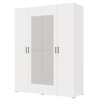 Шкаф 4ств 1800 Бостон с зеркалом 400, Белый (4ящика+полки+штанга)