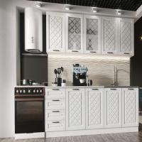 Кухня Агава 2000х600 акация белая, для кухни, для дома, с полками и выдвижными ящиками