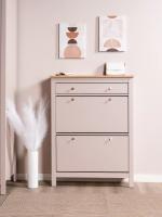 Обувница САГА с 2 откидными ящиками 92х122 цвет Кашемир и Ясень, ширина 92 см для обуви в прихожую, широкая, тумба напольная