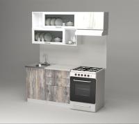 Кухонный гарнитур Инна экстра 1700, Цвет Пайн белый/Пайн экзотик, ширина 170 см, с навесными шкафами, с полками, с выдвижными ящиками, с тумбой под мойку