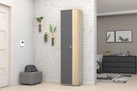 Шкаф распашной "Монако-2" Цвет Дуб сонома / Графит, ширина 54 см, для одежды, одностворчатый, с полками, напольный