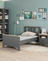 Кровать односпальная САГА, цвет Серый / Ясень, ширина спального места 90 см, для детской или взрослой спальни, для подростка, одинарная