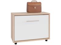 Тумба для обуви узкая ТП-1 цвет Дуб Сонома и Белый , ширина 60 см с полками для обуви и для мелочей, обувница в прихожую или коридор