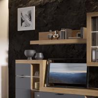 Полка навесная "ПРАГА", Дуб Вотан, в гостиную, зал и спальню, на стену для книг, подвесная