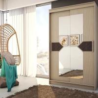 Шкаф-купе Николь 2 ширина 117 см Ясень Шимо / Лиственница темная, для одежды, большой, высота 220 см, высокий