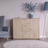 Тумба Сириус, 2 двери и 3 ящика, 117х41х95 см, Сонома, ширина 117 см с полками и выдвижными ящиками, для хранения вещей дома