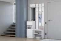 Вешалка 1 Кэт 1 Белый ЛДСП, ширина 100 см, вешалка для одежды, в прихожую, обувница