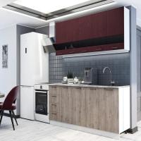 Кухня Астра 2000х600 Красное дерево / Дуб галиано, для кухни, для дома, с полками и выдвижными ящиками