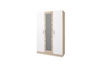 Шкаф распашной 3-х створчатый "Леси" корпус Сонома, фасад Сонома-Белый с зеркалом ширина 120 см с полками и штангой для спальни, гостиной, прихожей