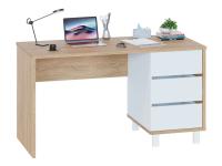 Письменный стол СПМ-210, цвет Дуб Сонома / Белый, ширина 135 см для детской спальни учебный, для ноутбука с тумбой и ящиками офисный