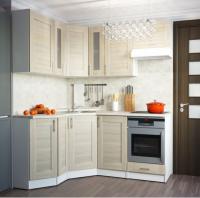 Кухонный гарнитур Лира мега оптима 2000х1500 мм угловая ширина 200*150см цвет Квадро шимо светлый/малага/белый с витринами,полками