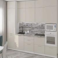 Дюна экстра 3000, цвет Кашемир, ширина 300 см, прямой, с выдвижными ящиками,с полками, навесные и напольные шкафы