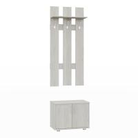 Секция с вешалкой цвет Ясень Анкор светлый ширина 60 см ЛДСП Дуб Венге/Ясень Анкор светлый ширина 60 см ЛДСП верх навесной низ напольный для прихожей с полкой, крючками и тумбой