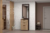 Прихожая "Сафари". Модуль С-1 Дуб Венге, Дуб Крафт Золотой, ширина 60 см, с зеркалом, с ящиками, с полками
