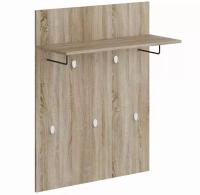 Вешалка СИРИУС 78х100 цвет Сонома, ширина 78 см навесная для прихожей, для верхней одежды с полкой, настенная