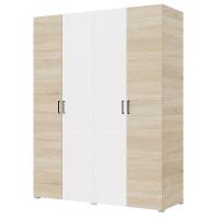 Шкаф 4ств 1600 Бостон, цвет Сонома/Белый (4 ящика+штанга)