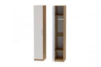 Шкаф 1 с фасадом Иннэс 7 Тирамису матовый и ЛДСП Дуб Крафт золотой, ширина 40 см, распашной, пенал, в гостиную, в спальню