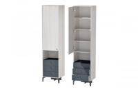 Пенал П-1 Лион Графит и Ясень Анкор светлый, ширина 54 см, шкаф в гостиную, в спальню, в прихожую