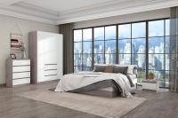 Модульная спальня "Соната". Набор 2, цвет Белый текстурный, Кашемир, кровать 160 см, шкаф, комод с ящиками