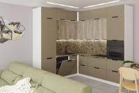 GER Кухонный гарнитур Альба гранд прайм, Цвет Дуб браун/Мокко, ширина 220х250 см, с навесными шкафами, с выдвижными ящиками, с тумбой под мойку