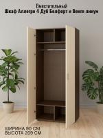 Шкаф Аллегро 4 Дуб Белфорт и Венге линум, ширина 90 см, в прихожую, в спальню, гардеробная