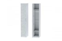 Шкаф 1 с фасадом Иннэс 7 Бетон снежный и Белый ЛДСП, ширина 40 см, распашной, пенал, в гостиную, в спальню