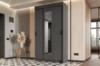 Шкаф-купе ЭКО ширина 120 см Графит с зеркалом и штангой в прихожую для одежды и в спальню платяной большой высота 220