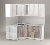 Кухонный гарнитур Инна оптима 1500*1800, Цвет Пайн белый/Пайн экзотик, ширина 150 см * 180 см, угловой, с навесными шкафами, с выдвижными ящиками, с полками, с тумбой под мойку