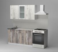 Кухонный гарнитур Инна медиум 1400, Цвет Пайн белый/ Пайн экзотик, ширина 140 см, с навесными шкафами, с выдвижным ящиком, с тумбой под мойку