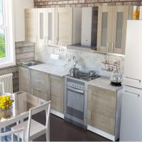 Кухонный гарнитур Лира компакт 2200мм прямая ширина 220см цвет Квадро шимо светлый/малага/белый с выдвижными ящиками,с витринами