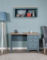 Стол письменный САГА, 120х56, цвет Темно-бирюзовый / Ясень, ширина 120 см с тумбой и ящиками, школьнику для учебы