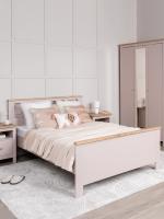 Кровать двойная САГА 140 на 200, цвет Кашемир и Ясень, ширина с/м 140 см, на ножках в спальню для дома